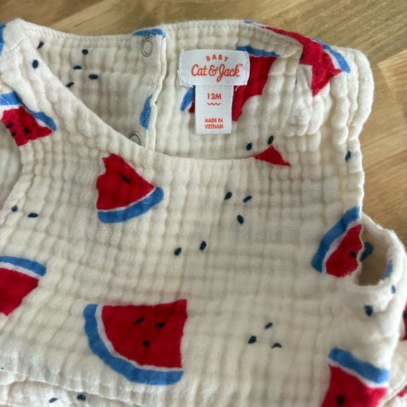 Cat & Jack Watermelon Print Kids Top - Red and White - Picture 2 of 3